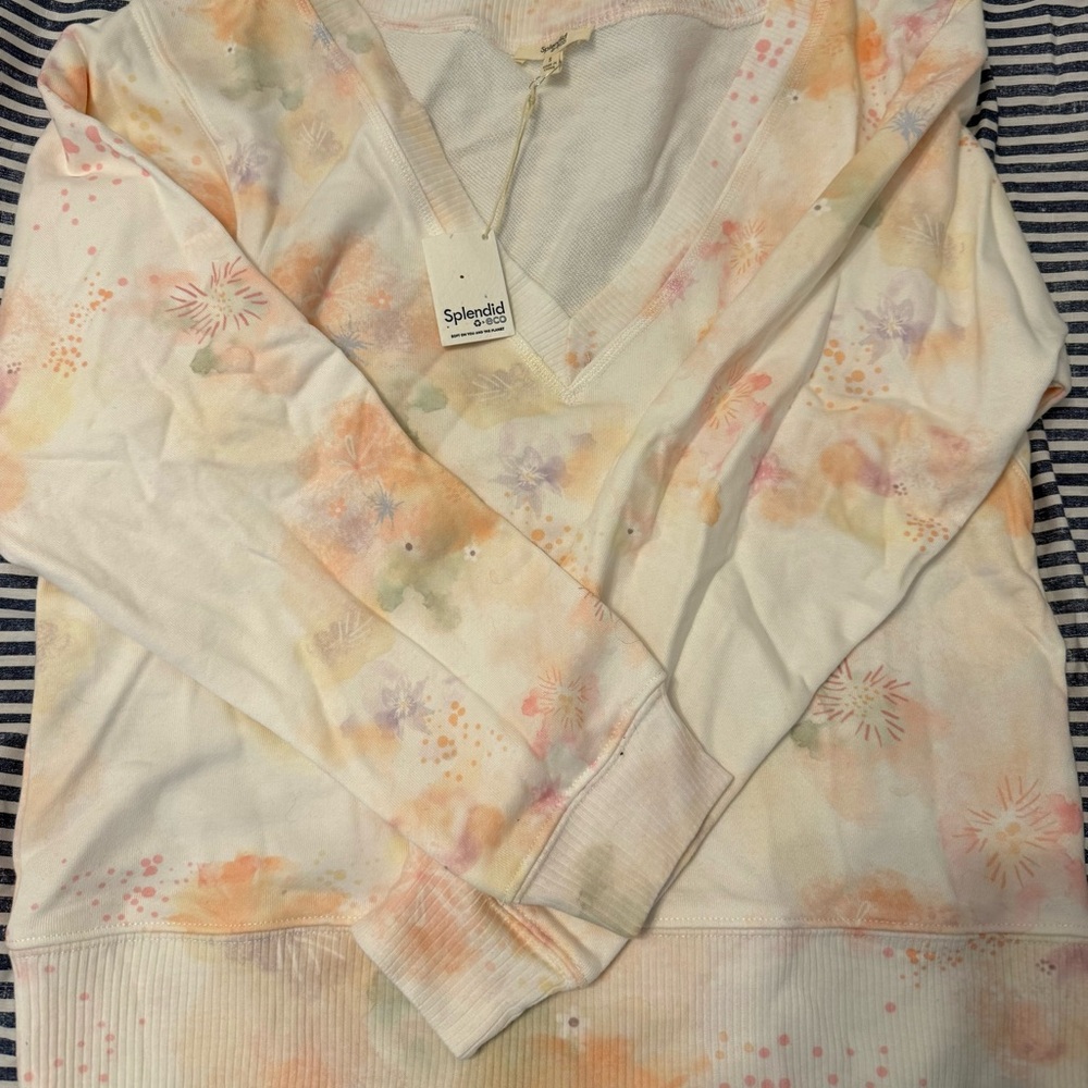 Splendid Multicolor Floral V-Neck Sweatshirt - Women’s S - NWT